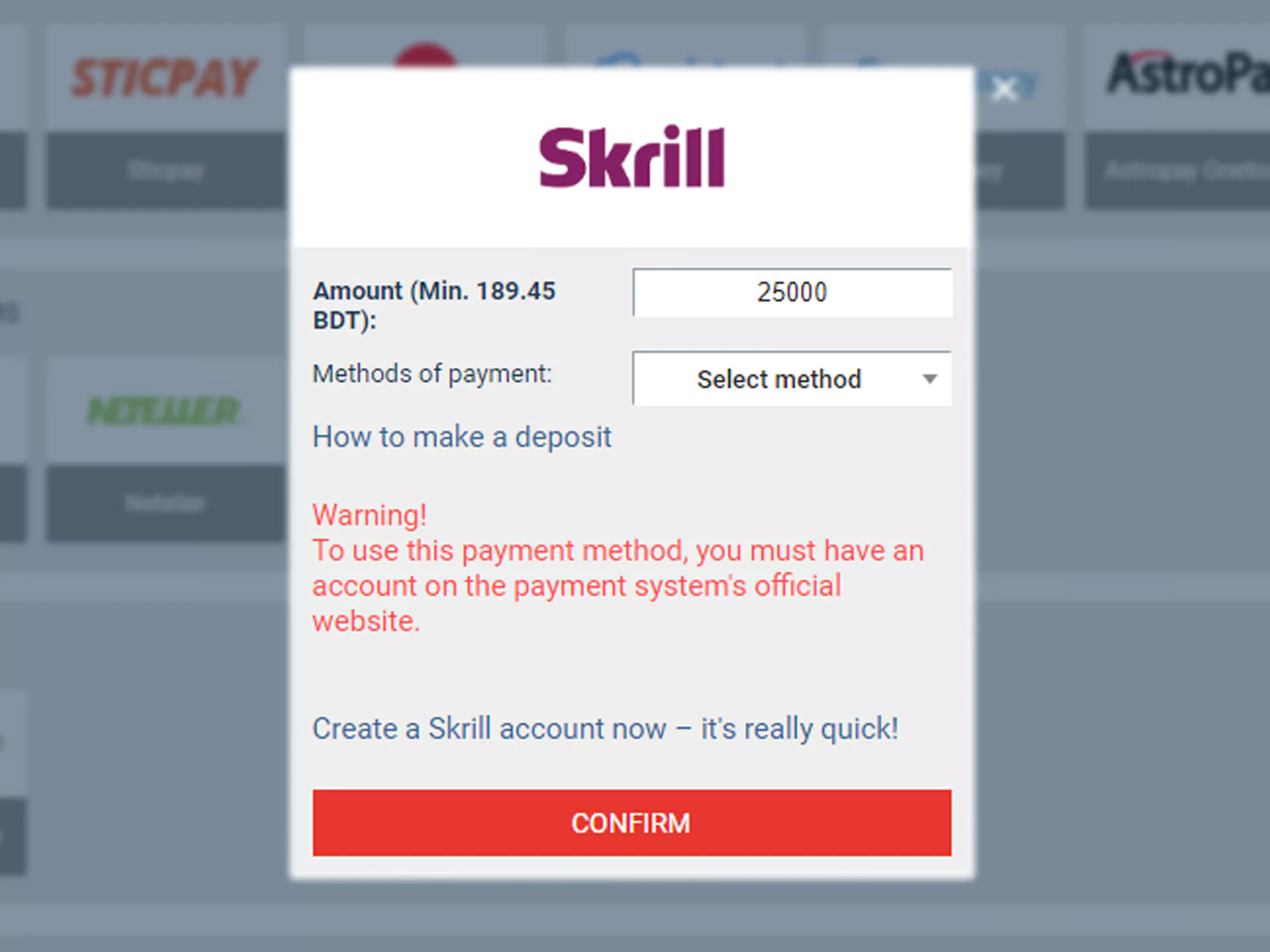 Fill out the payment fields.