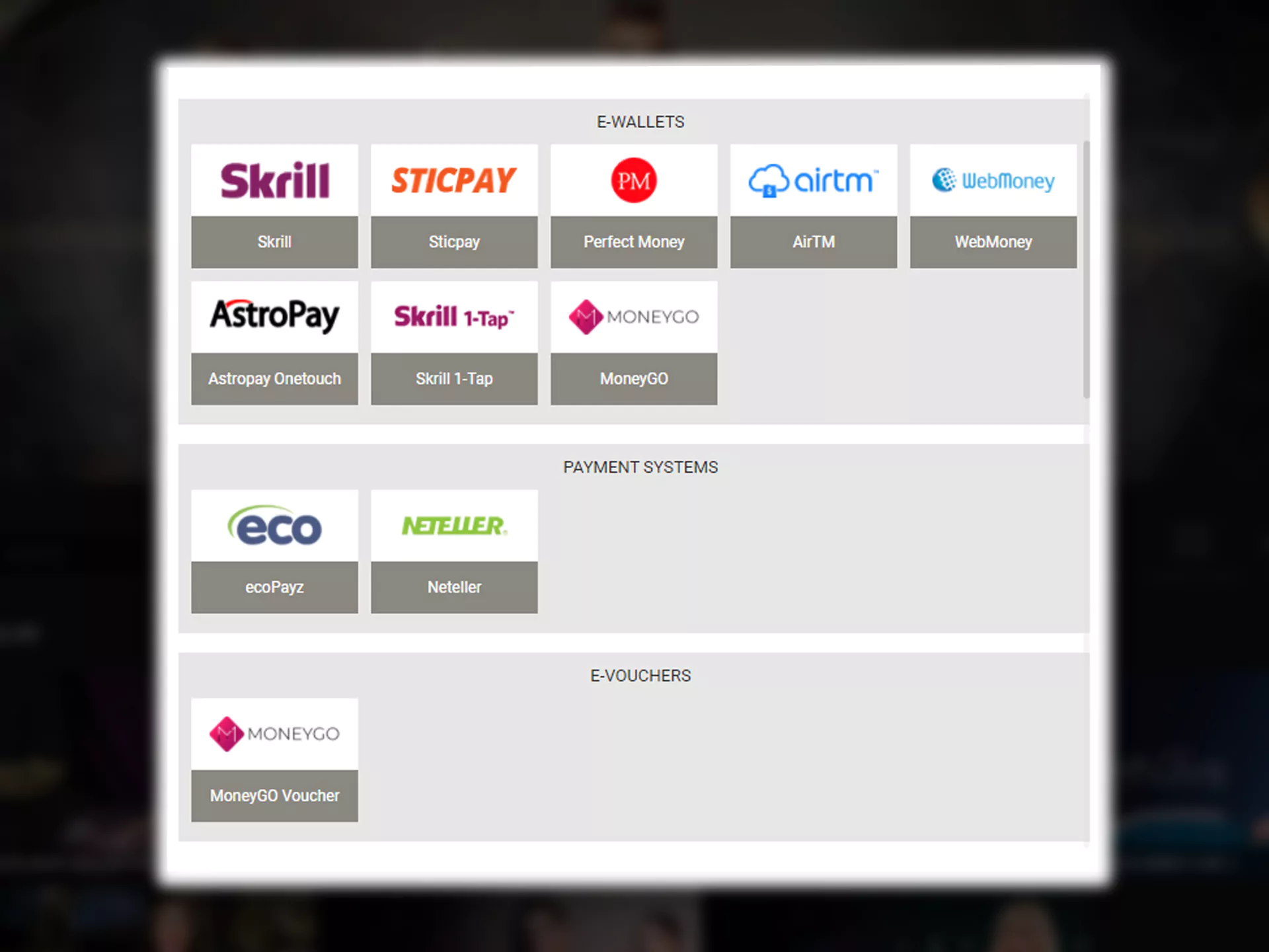 Choose the payment system you prefer.